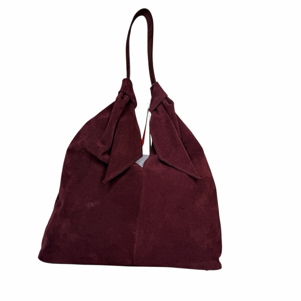 Divina Firenze Shoulder Bag Womens C/Wine Burgundy Suede Leather Handmade Italy